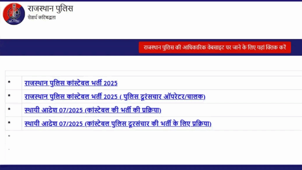 Rajasthan Police Constable Recruitment 2025
