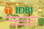 IDBI Bank Junior Assistant Manager JAM Grade O Recruitment 2025